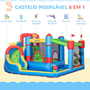 Castillo Hinchable con Tobogán Trampolín Piscina Inflador y Bolsa de Transporte 390x300x197cm Multicolor