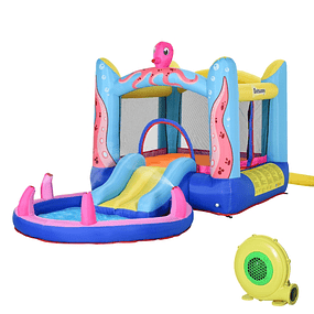 Inflatable Castle with Slide, Trampoline and Pool for Children over 3 Years Includes Inflator and Carrying Bag for Indoor and Outdoor 360x175x180cm Multicolor