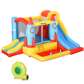 Inflatable Castle with 2 Slides Trampoline and Swimming Pool for Children over 3 Years Old with Inflator and Carrying Bag for Indoor Outdoor 330x265x185cm Multicolor