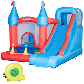 Inflatable Castle with Slide Trampoline Pool and Water Gun for Children Over 3 Years With Inflator and Carrying Bag for Indoor and Outdoor 333x280x210cm Multicolor