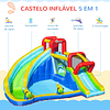 Castillo Hinchable con 2 Toboganes Trampolín y Piscina para Niños Mayores de 3 Años Incluye Inflador y Bolsa de Transporte para Interior Exterior 385x365x200cm Multicolor