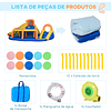 Castillo Hinchable con Tobogán Aro de Baloncesto Piscina 750W Inflador y Bolsa de Transporte 435x435x200cm Multicolor