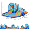 Castelo Insuflável com Escorrega Trampolim Piscina Inflador e Bolsa de Transporte para Exterior 420x370x230cm Multicolorido