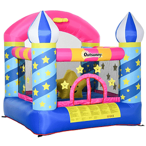 Castillo hinchable para niños de Estrelas con cama saltadora Cesta Hinchadora y bolsa para interior y exterior 195x195x215 cm Multicolor