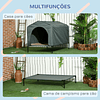 Caseta para perro con funda exterior Cama elevada con cojín y ventanas de rejilla 130x85x95 cm Gris