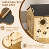 Casa de Madeira para Cães Casa para Animais de Estimação com Porta Dianteira Desenhos 69x50x58,5cm Madeira e Preto