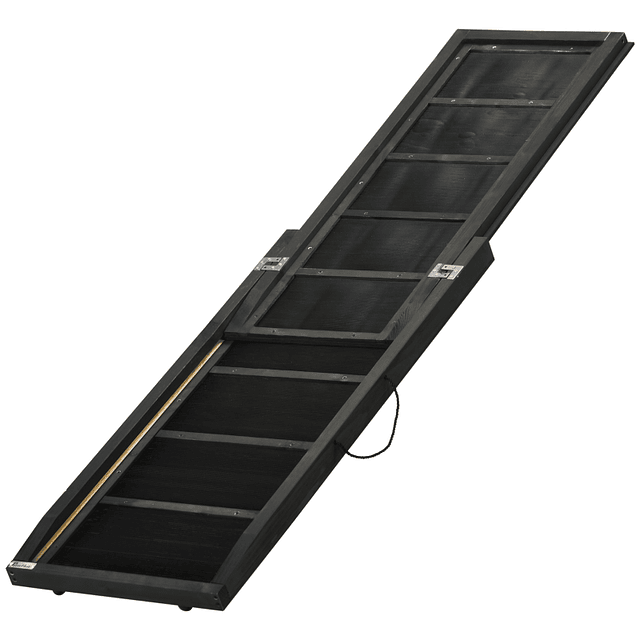 Foldable Wooden Dog Ramp with Non-slip Mat Portable Car Stairway 165x43x6.5cm Black