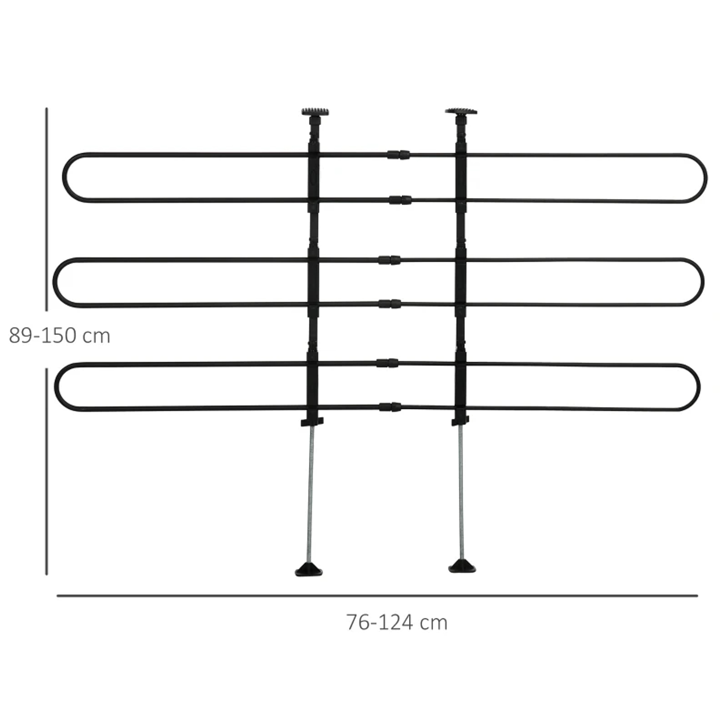 Grade de Segurança Carro para Cães Ajustável Grade de Segurança Universal para Porta Malas pde Aço 150x9x76-124 cm Preto 2