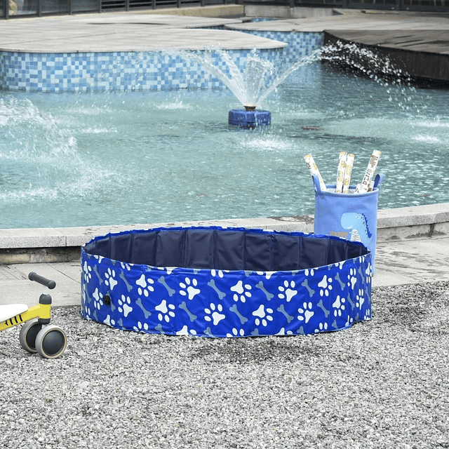 Piscina plegable para perros diámetro Ø140 cm Bañera portátil para mascotas de PVC con fondo antideslizante para interior y exterior azul