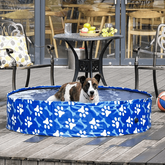 Piscina plegable para perros diámetro Ø140 cm Bañera portátil para mascotas de PVC con fondo antideslizante para interior y exterior azul