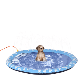 Splash Pad Aquatic Mat with Sprayer Ø150 cm Anti-Splash Mat Portable Pool for Dogs Blue