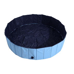 Collapsible Pool for Dogs Ø140x30 cm Portable Bathtub for Pets Non-slip PVC Multipurpose - Blue