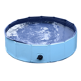 Collapsible Dog Pool Ø120x30 cm Portable Bathtub for Pets Non-slip PVC Multiple Uses Indoor and Outdoor - Blue