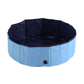 Piscina Dobrável para Cães Ø100x30 cm Banheira Portátil para Animais de Estimação Antiderrapante PVC Multiusos Cor Azul