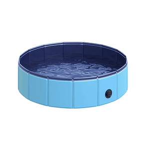 Collapsible Pool for Dogs Ø80x20 cm Portable Bathtub for Pets Non-slip PVC Multipurpose - Blue