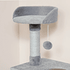 Árbol rascador para gatos Torre trepadora con plataformas Escalera de cueva Postes de yute y bola de suspensión 60,5x40x124 cm Gris