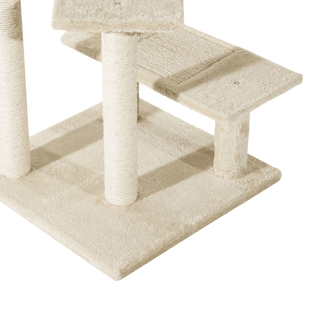 Cat scratching tree with pole bed platform with sisal velvet blanket 50x50x100cm beige