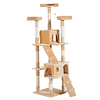 Large 50x50x170cm Cat Scratching Tree with Multiple Levels Caves Hanging Toys Beige Sisal Activity Center