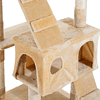 Árbol grande para rascar gatos de 50x50x170cm con múltiples niveles, cuevas, juguetes colgantes, centro de actividades de sisal beige