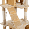 Large 50x50x170cm Cat Scratching Tree with Multiple Levels Caves Hanging Toys Beige Sisal Activity Center