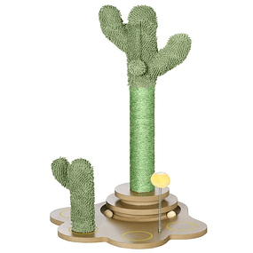 Árbol rascador para gatos pequeños con postes de cactus Torre para gatos de chenilla con juguetes 46x43x60cm Verde