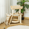 Árbol rascador para gatos 60x30x76cm con cama de lino Postes rascadores de sisal natural Plataforma Túnel Rampa y juguetes suspendidos Beige y marrón