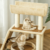 Árbol rascador para gatos 60x30x76cm con cama de lino Postes rascadores de sisal natural Plataforma Túnel Rampa y juguetes suspendidos Beige y marrón