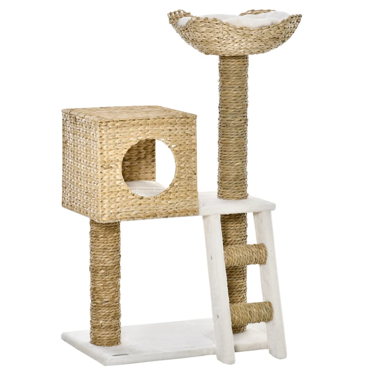 Scratching Post for Cats Scratching Post for Cats with Superior Cave Bed 2 Pillows 2 Posts Ladder 57x37x100,5cm Beige 1