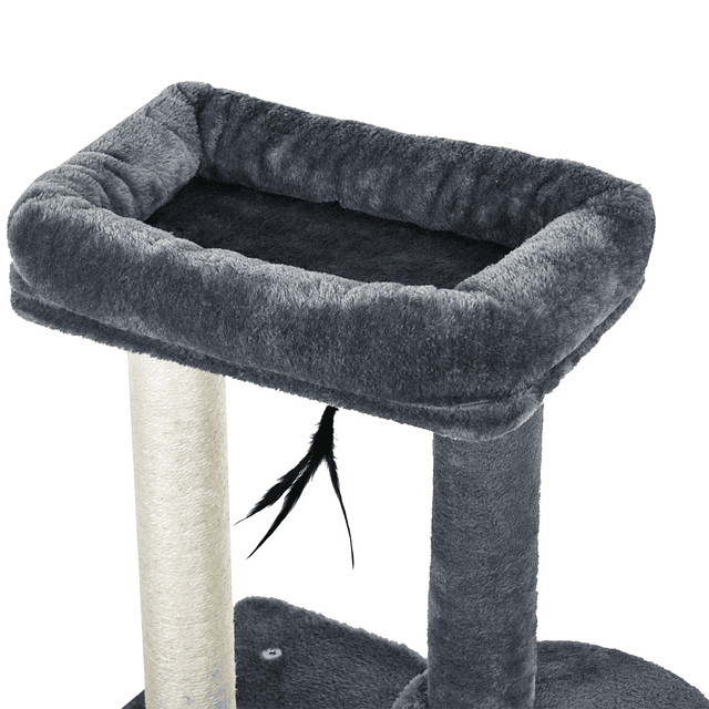 Rascador de árboles para gatos de varios niveles, 1 dormitorio, 2 plataformas, gris