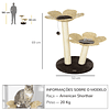 Árvore Arranhador para Gatos Médios Altura 69cm Torre para Gatos com Cama com Forma de Flor Poste de Sisal e Bola Suspensa para Brincar 50x50x69cm Marrom e Creme