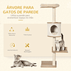 Árvore para Gatos de Parede com Múltiplas Plataformas Caverna Cama Superior Almofada Removível Postes Arranhadores de Sisal Torre para Escalar 38x30x149cm Bege e Carvalho