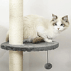 Árvore Arranhador para Gatos para Fixar ao Teto Altura Ajustável 229-235cm 260-266cm com Plataformas Caverna Postes de Sisal Bolas Penduradas 40x40x217 cm Cinza Claro