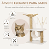 Árvore Arranhador para Gatos Médios Altura 91cm Torre para Gatos com Cama em Forma de Flor Plataformas Postes de Arranhar Túnel e Bolas Suspensas 56x40x91cm Branco e Bege