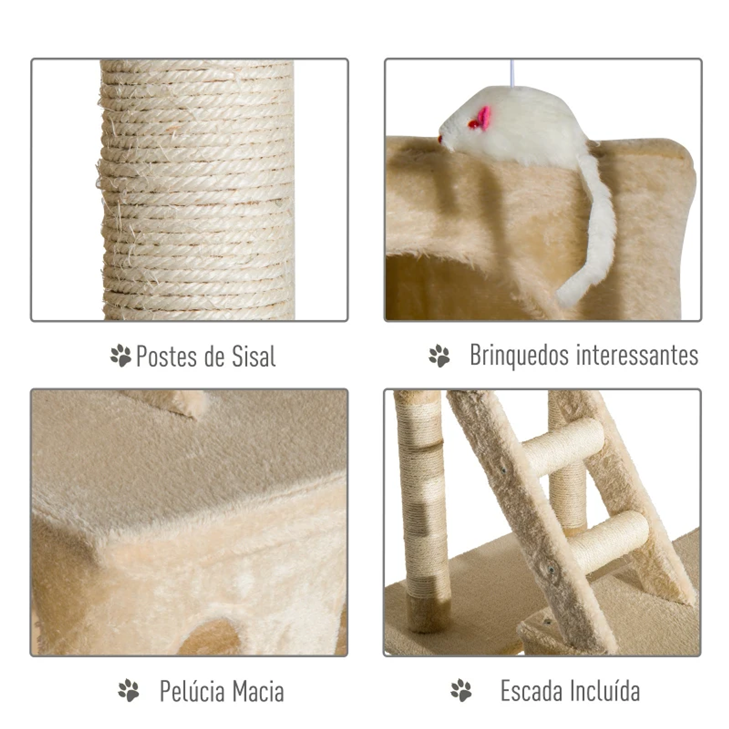 Scratching Post for Cats Activity Center with Post Color: Beige - 60 x 50 x 180 cm 5