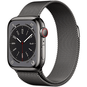 Apple Watch Series 8 GPS+ 41 mm Acero inoxidable con correa Milanese Loop - Reloj inteligente - Negro + GPS