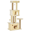 Mesa para rascar árboles para gatos Centro de actividades con plataformas Cuevas de felpa suave Postes para rascar de yute Juguete colgante de bola 60x34x136cm Beige