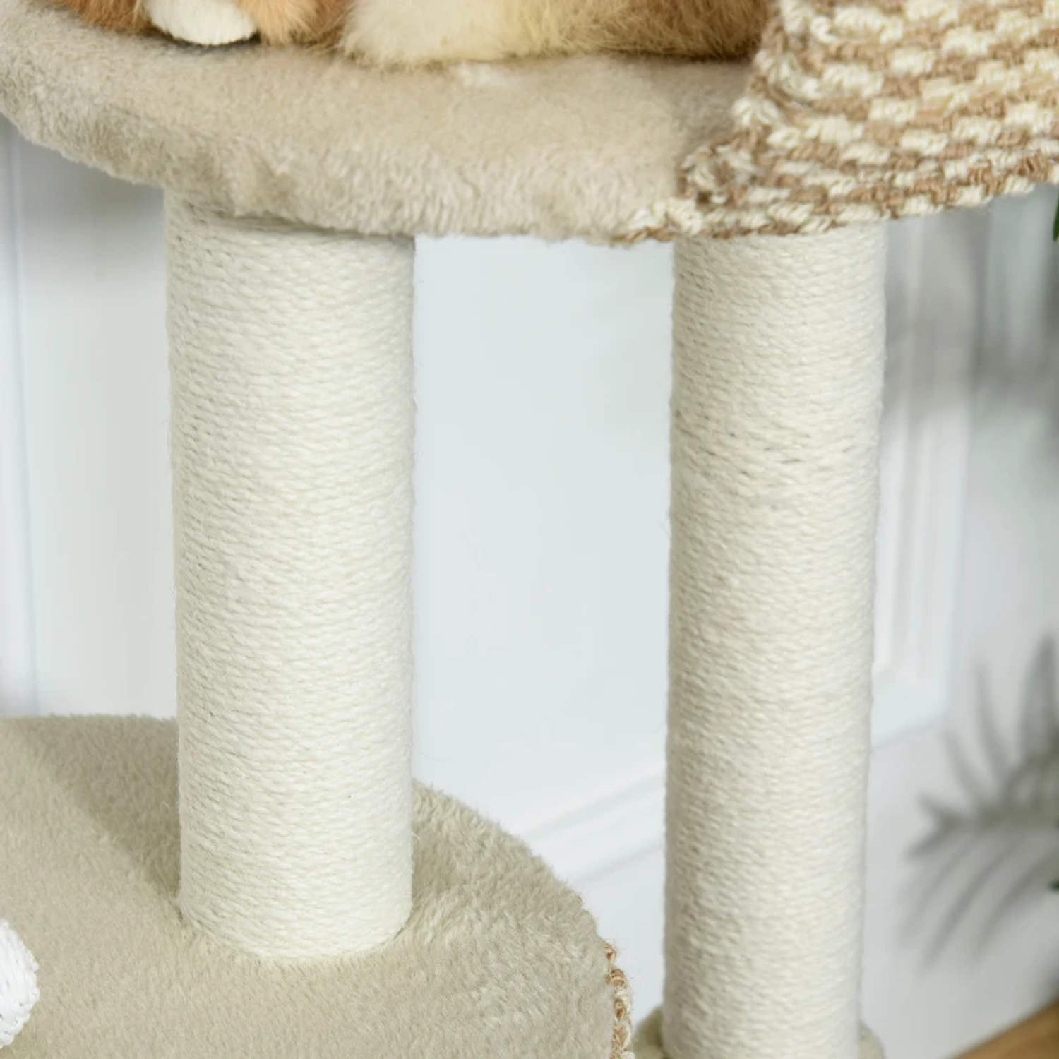 Cat Tree with Plush Cave Jute Poles Comfortable Platform 61x41x96 cm Beige and Coffee 10