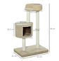 Cat Tree with Plush Cave Jute Poles Comfortable Platform 61x41x96 cm Beige and Coffee - thumbnail 2