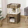 Scratching Tree for Wicker Cats Tower for Medium Cats with Cave 2 Beds Natural Sisal Posts and Soft Plush Washable Cushions 40x40x70cm Brown