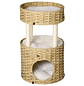 Rascador para Gatos de Mimbre Torre para Gatos Medianos con Cueva 2 Camas Postes en Sisal Natural y Cojines Lavables en Suave Felpa Ø40,5x69 cm Natural - Miniatura 1