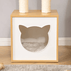 Árvore para Gatos de 2 Níveis com Caverna Superior Postes Arranhadores de Sisal Natural Almofadas Laváveis e Bola de Brinquedo 35x35x81cm Carvalho