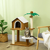 Scratching Tree for Cats with Plush House Platform Pole in the Shape of a Sisal Coconut Tree 55x40x89cm Brown