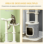 Árvore Arranhador para Gatos com Caverna de Pélucia Plataformas Postes de Sisal e Bolas para Brincar 48x48x110cm Creme e Cinza - Thumbnail 4