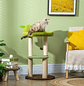 Árvore Arranhador para Gatos com Cama em Forma de Abacate Plataforma Postes de Sisal e Bola Suspensa Ø44x83cm Verde - Thumbnail 7