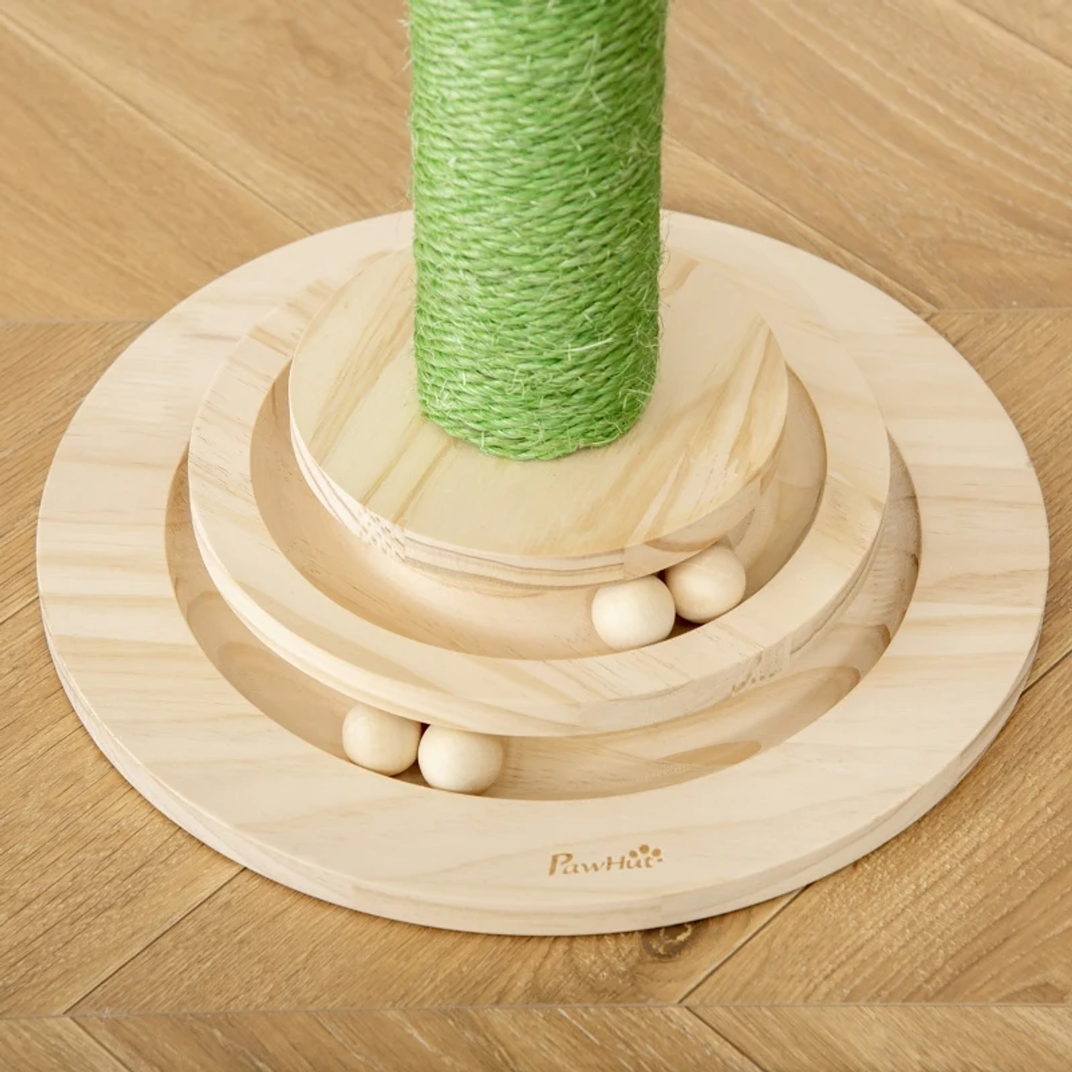 Cactus Shape Cat Scratching Post Small Cat Scratching Post with Sisal Plush Hanging Ball and Base with Wooden Toy 32x32x60cm Green 9