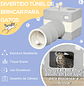 Cat Tunnel with Cave Pet Tunnel with Top Hole and Hanging Ball 48x95x58cm Gray - thumbnail 3