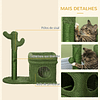 Tree Scratching Table for Cats Cactus Design with Bed Plush House Sisal Pole and Hanging Ball 68x30x67cm Green