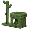 Tree Scratching Table for Cats Cactus Design with Bed Plush House Sisal Pole and Hanging Ball 68x30x67cm Green