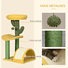 Árbol rascador para gatos Centro de actividades con cama Poste de sisal y bolsa colgante 40x35x72cm Amarillo y verde