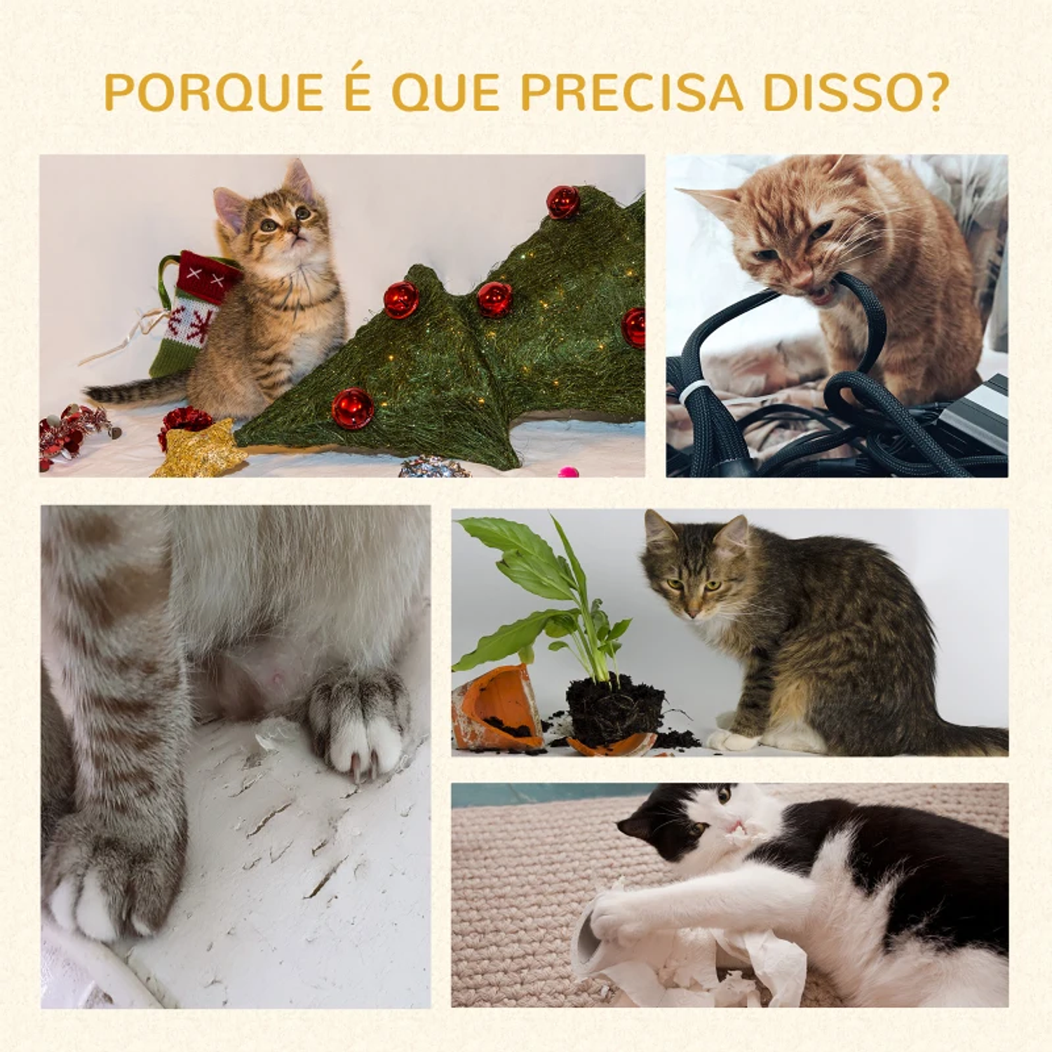 Árvore Arranhador para Gatos com Rede Postes de Sisal com Bolas Suspensas Giratórias e Múltiplos Jogos 53,5x53,5x90cm Bege 5